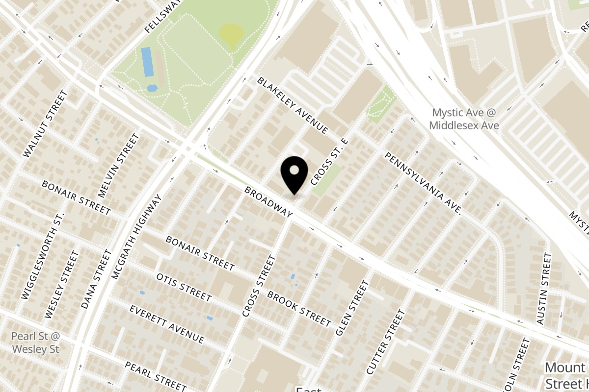 Map showing the location of Lotus Xpress on 167 Broadway in Somerville